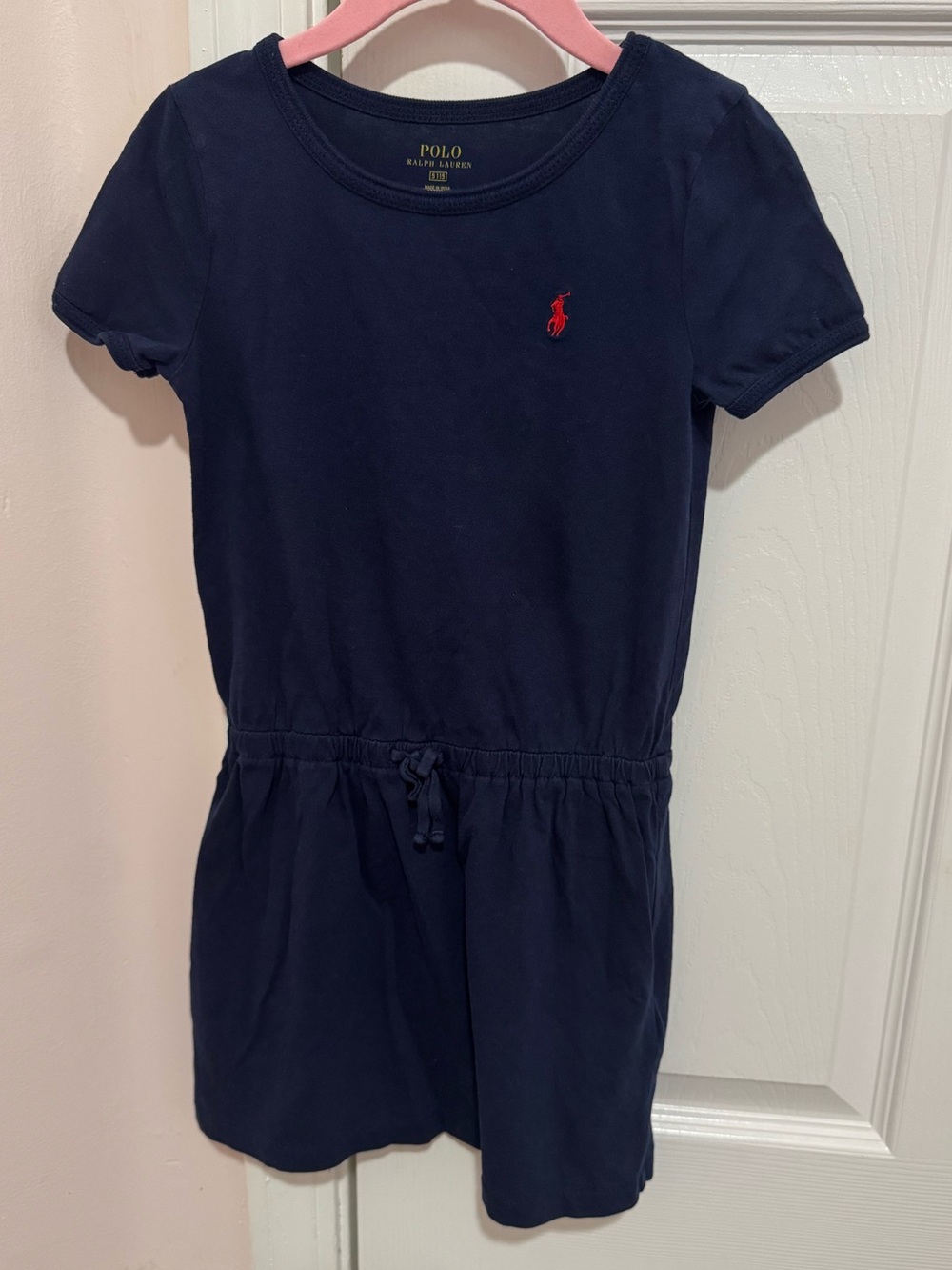 Polo Ralph Lauren Girls 5/6 Navy Romper Red Pony